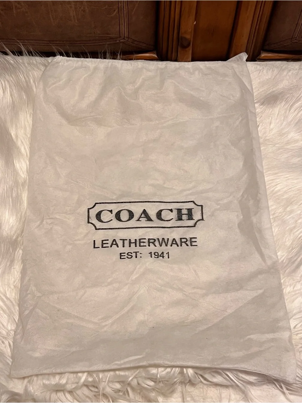 Coach White Dust Bag with Yellow Measuring Tape Accent